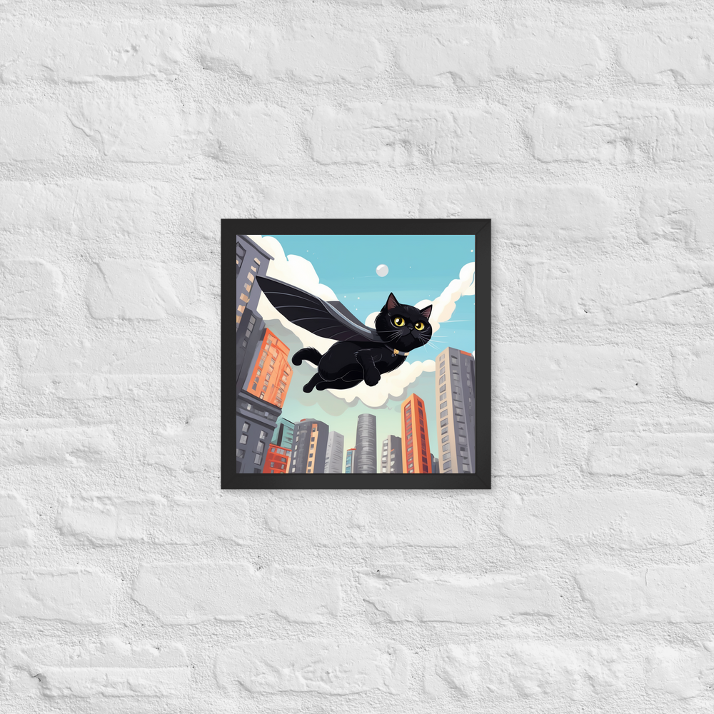 PugMug Custom Black Persian Cat Framed Print