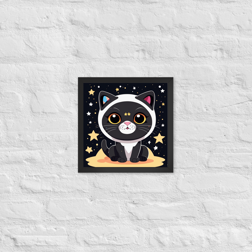 PugMug Custom Black Scottish Fold Cat Framed Print