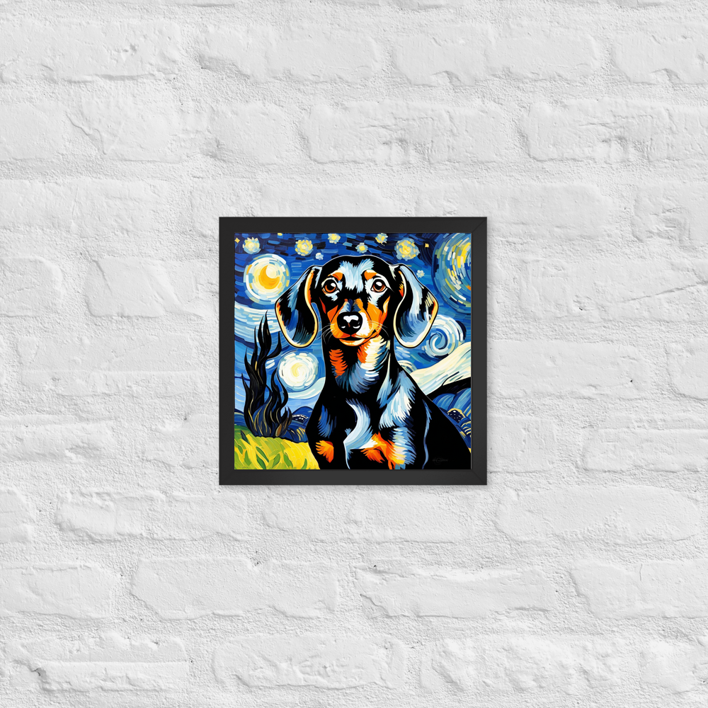 PugMug Custom Black Dachshund Framed Print