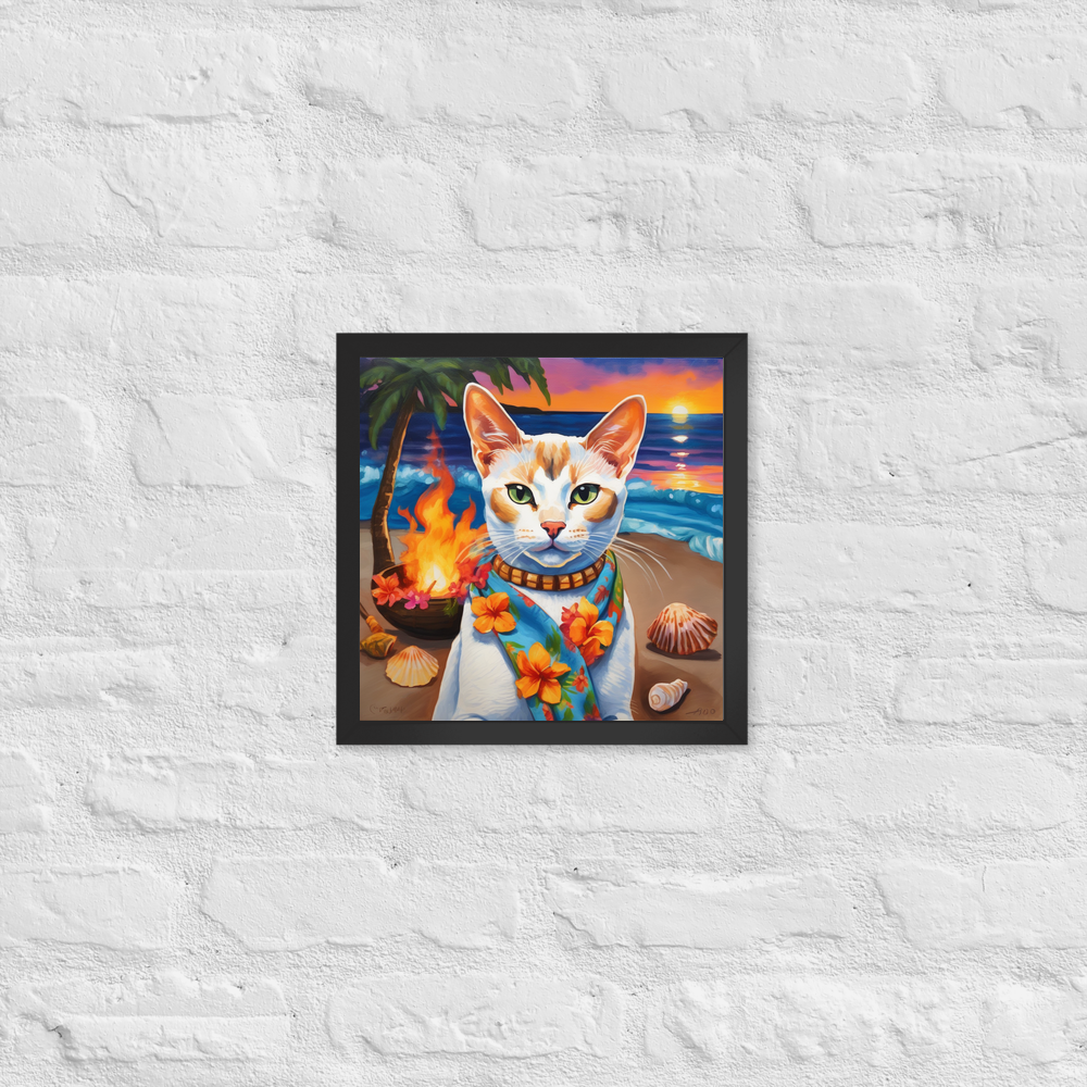 PugMug Custom White Abyssinian Cat Framed Print