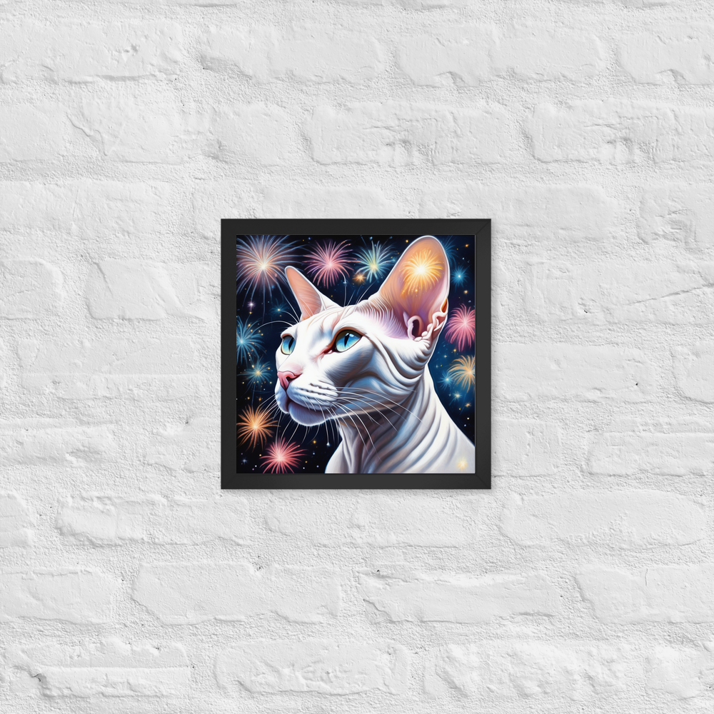 PugMug Custom White Sphynx Cat Framed Print