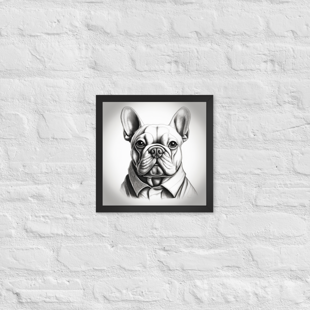 PugMug Custom White French Bulldog Framed Print