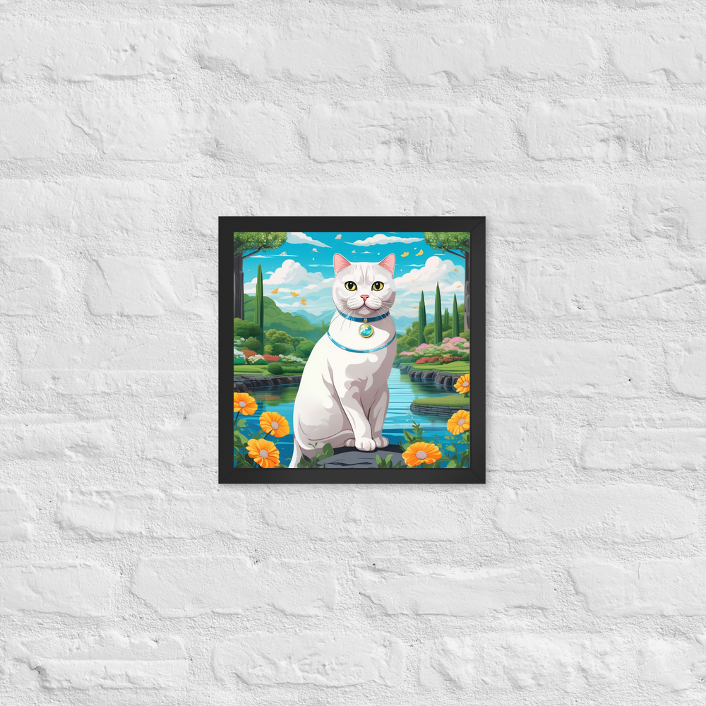 PugMug Custom White Scottish Fold Cat Framed Print