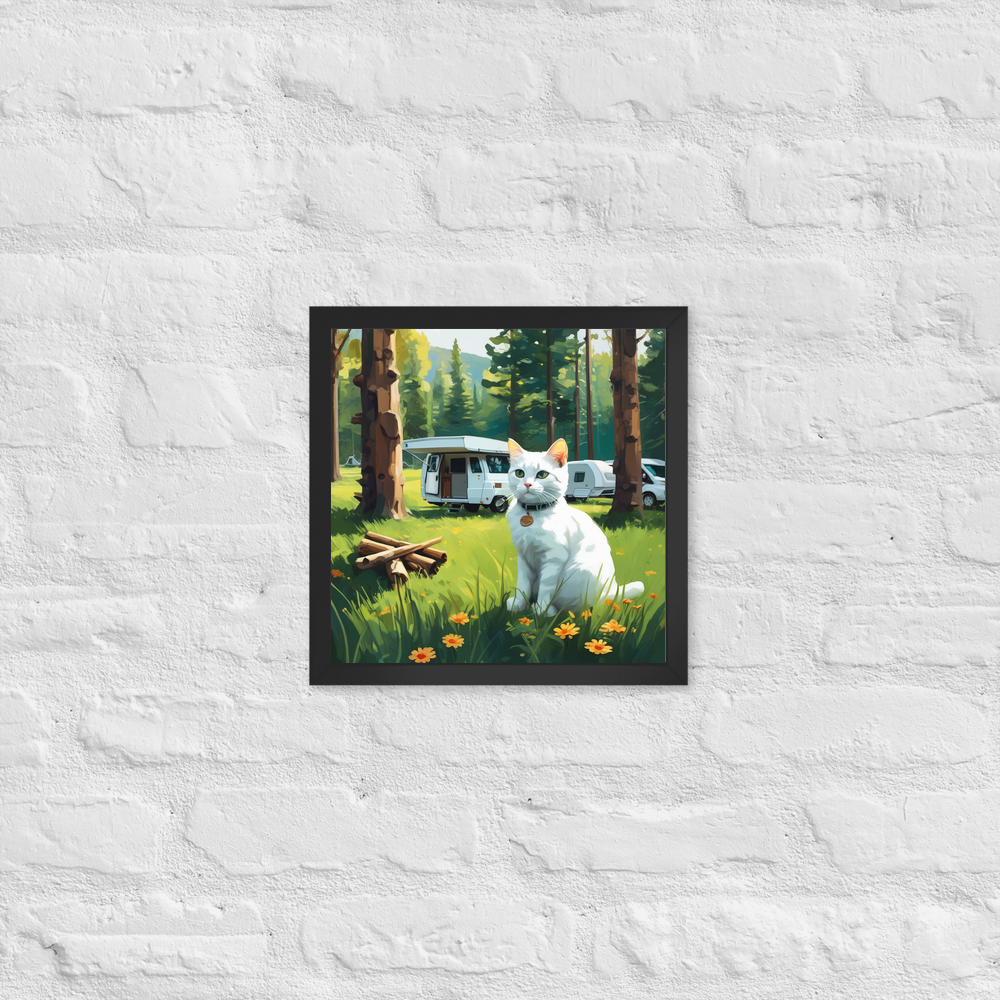 PugMug Custom White Companion Cat Framed Print