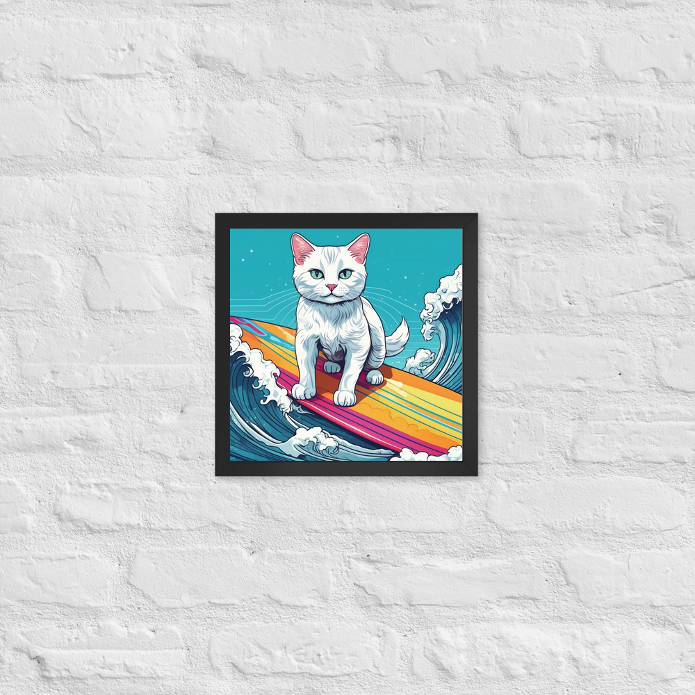 PugMug Custom White Companion Cat Framed Print