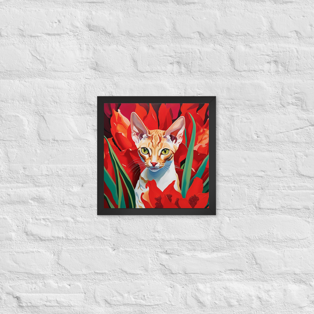 PugMug Custom Tabby Devon Rex Cat Framed Print