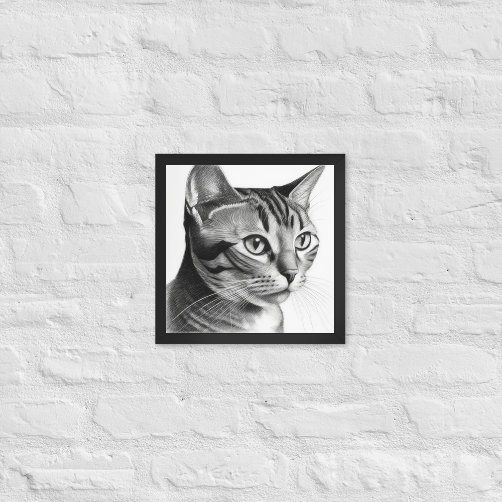 PugMug Custom Black American Shorthair Cat Framed Print