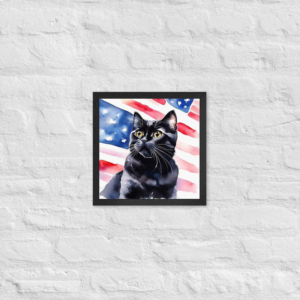 PugMug Custom Black Scottish Fold Cat Framed Print