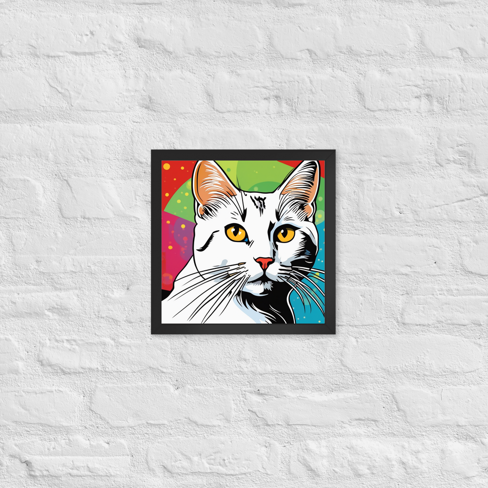 PugMug Custom White Companion Cat Framed Print