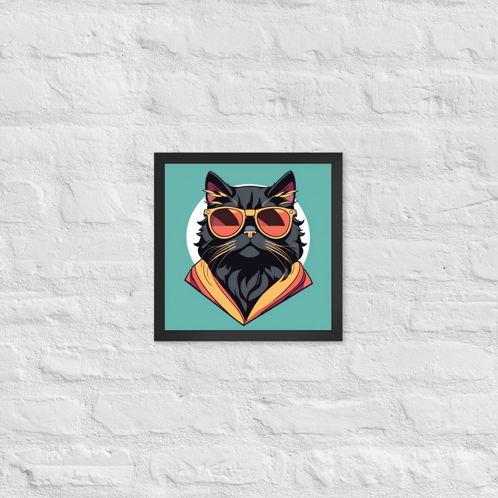 PugMug Custom Black Persian Cat Framed Print