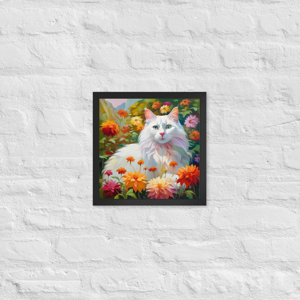 PugMug Custom White Companion Cat Framed Print
