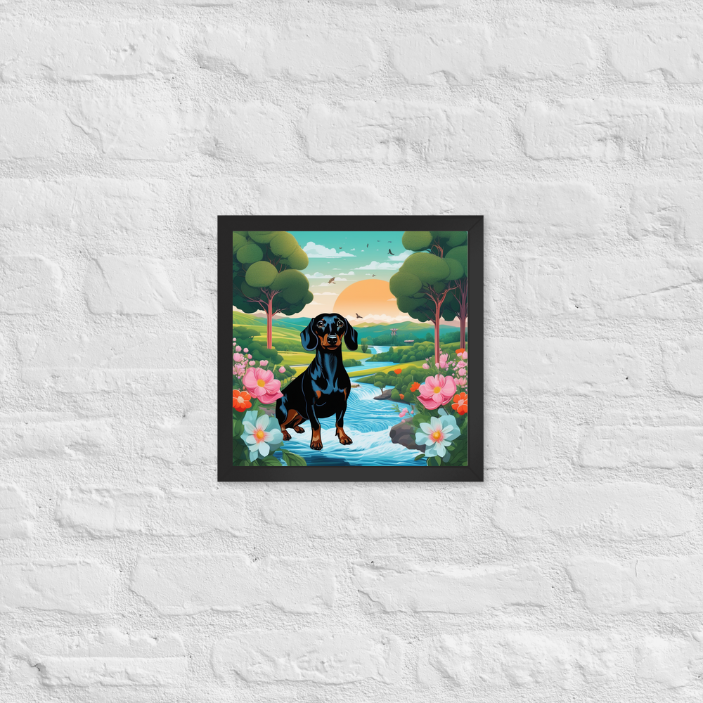 PugMug Custom Black Dachshund Framed Print