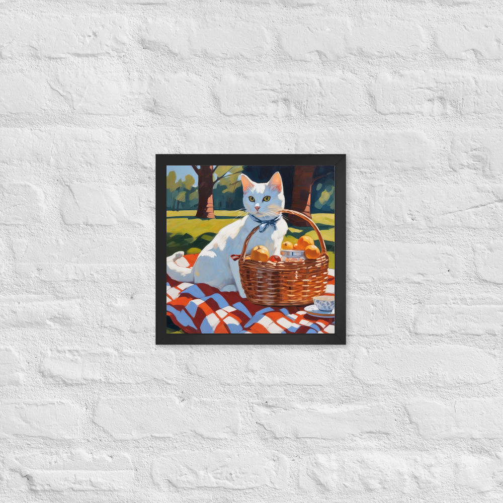 PugMug Custom White Companion Cat Framed Print