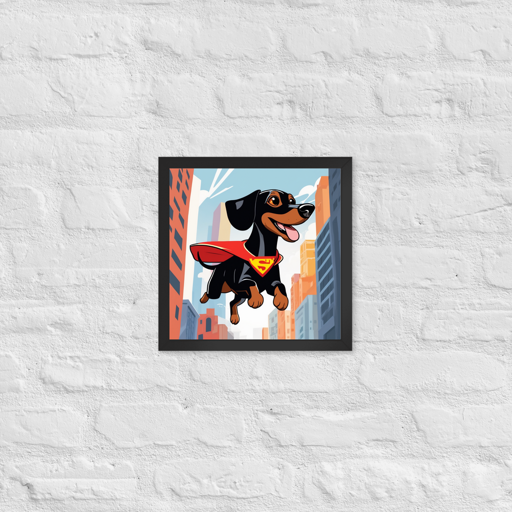 PugMug Custom Black Dachshund Framed Print