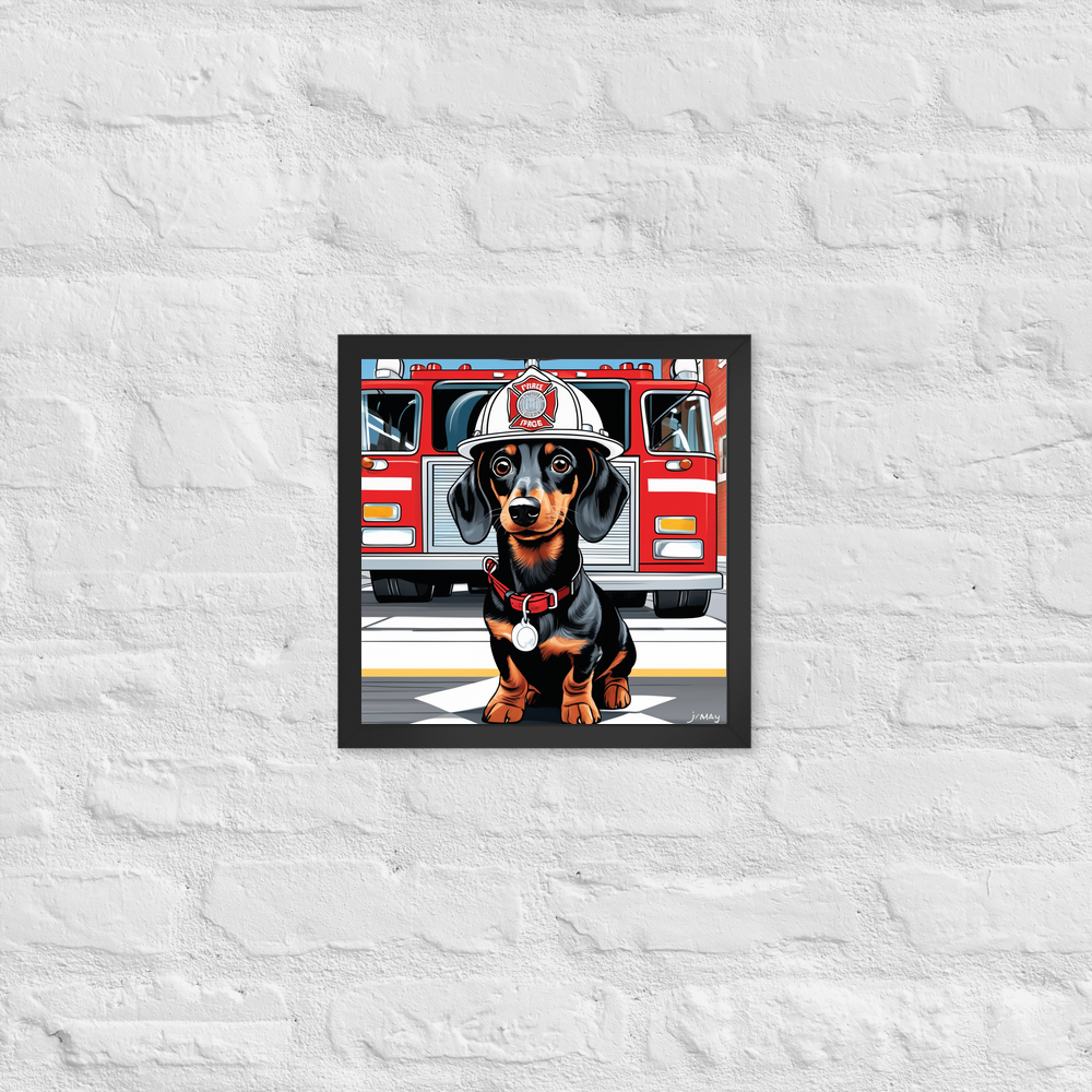 PugMug Custom Black Dachshund Framed Print