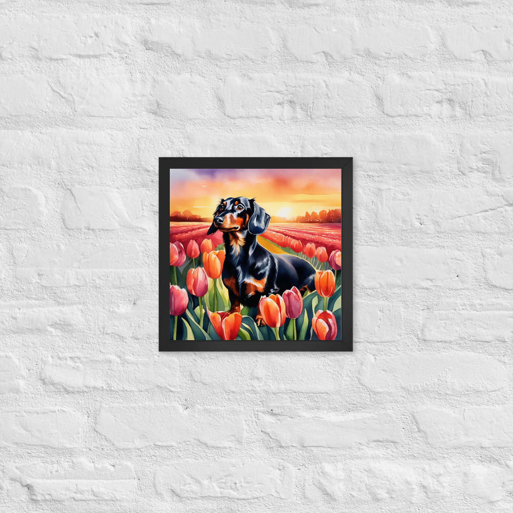 PugMug Custom Black Dachshund Framed Print