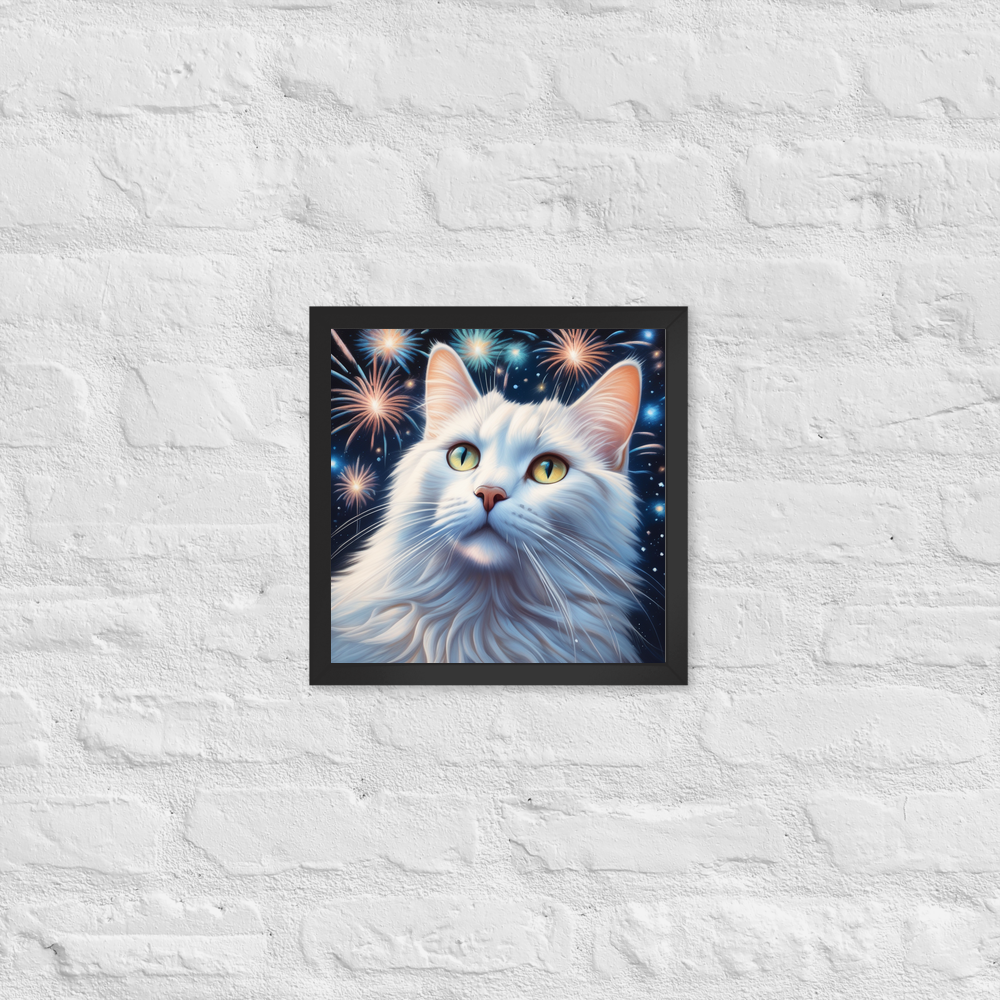 PugMug Custom White Companion Cat Framed Print