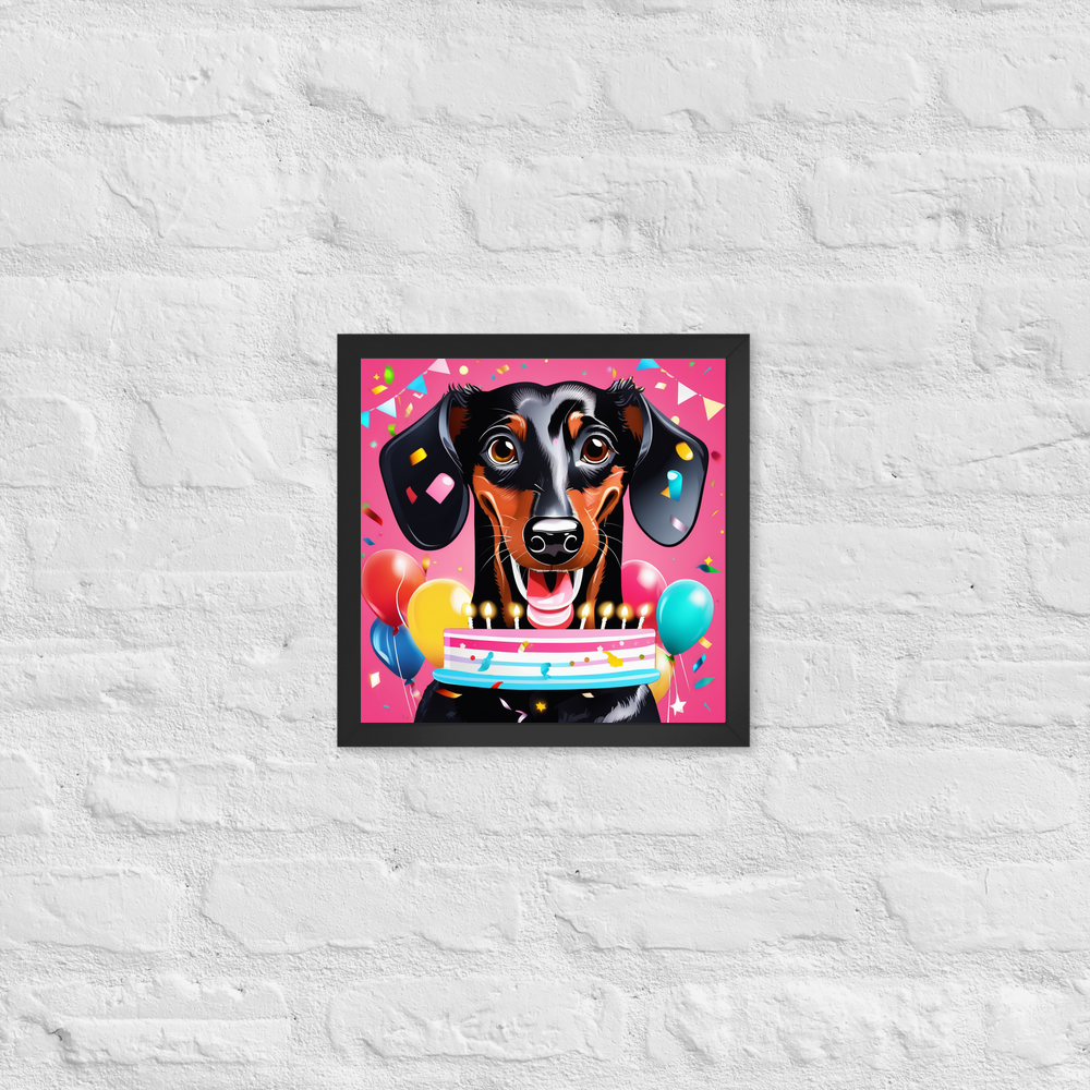 PugMug Custom Black Dachshund Framed Print