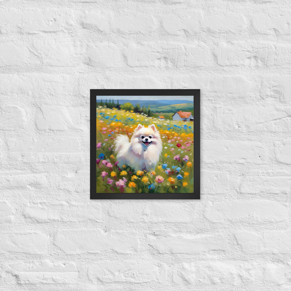 PugMug Custom White Pomeranian Framed Print
