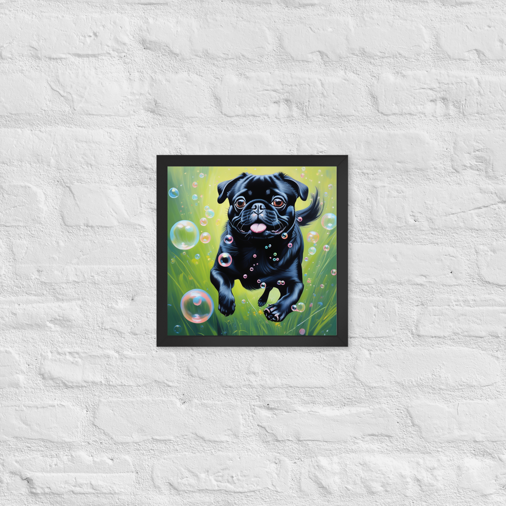 PugMug Custom Black Pug Framed Print