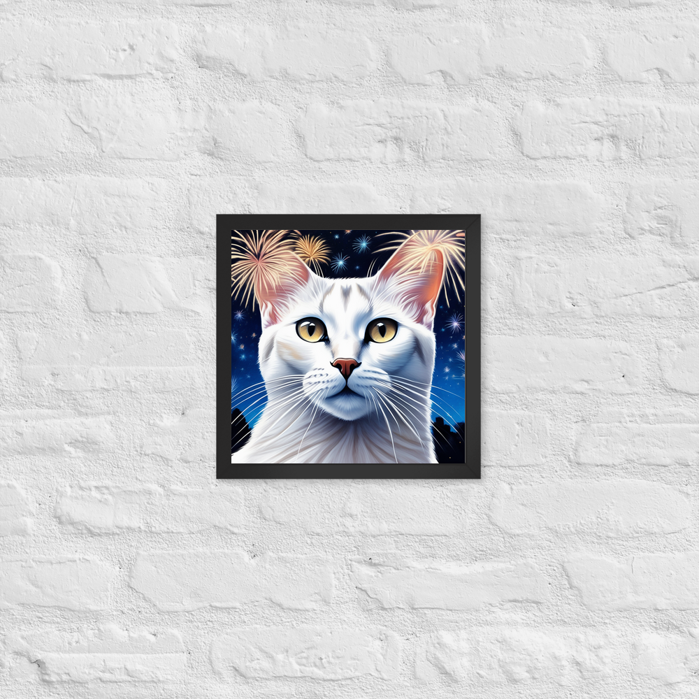 PugMug Custom White Abyssinian Cat Framed Print