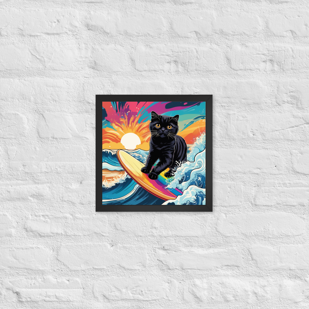 PugMug Custom Black Scottish Fold Cat Framed Print