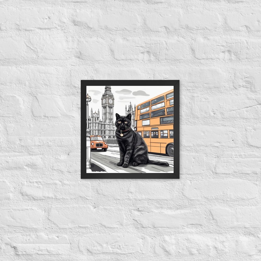 PugMug Custom Black Scottish Fold Cat Framed Print