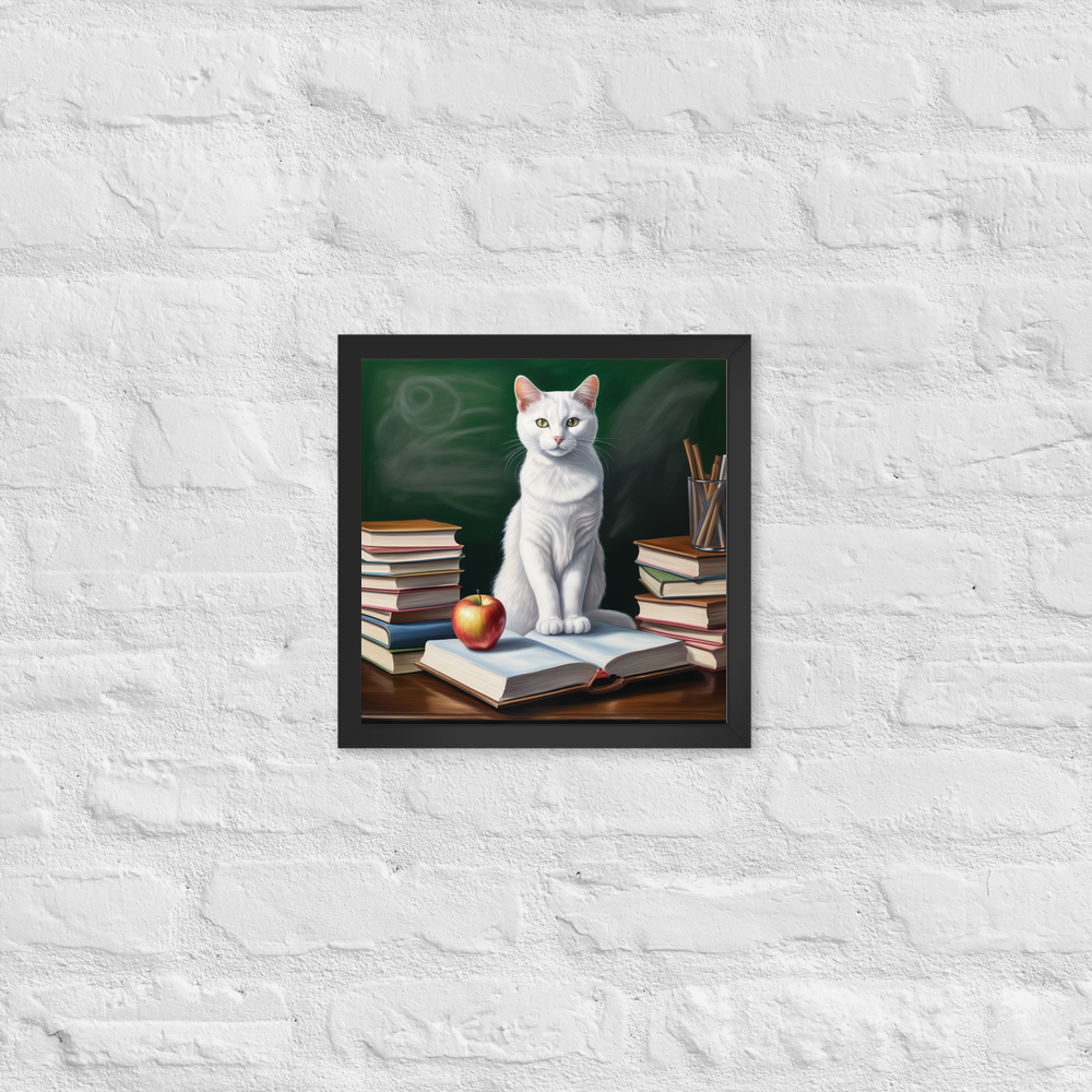 PugMug Custom White Companion Cat Framed Print
