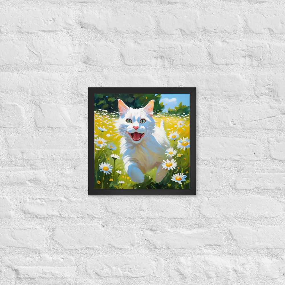 PugMug Custom White Companion Cat Framed Print