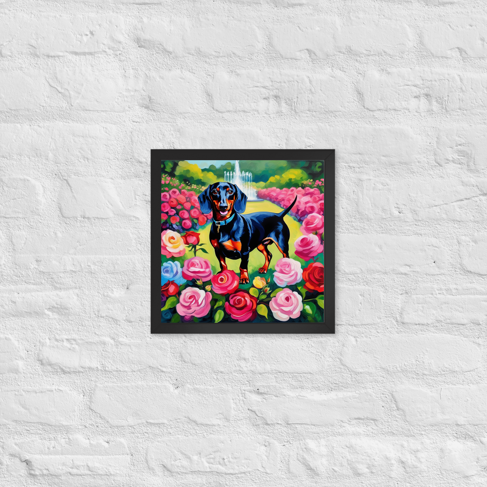 PugMug Custom Black Dachshund Framed Print
