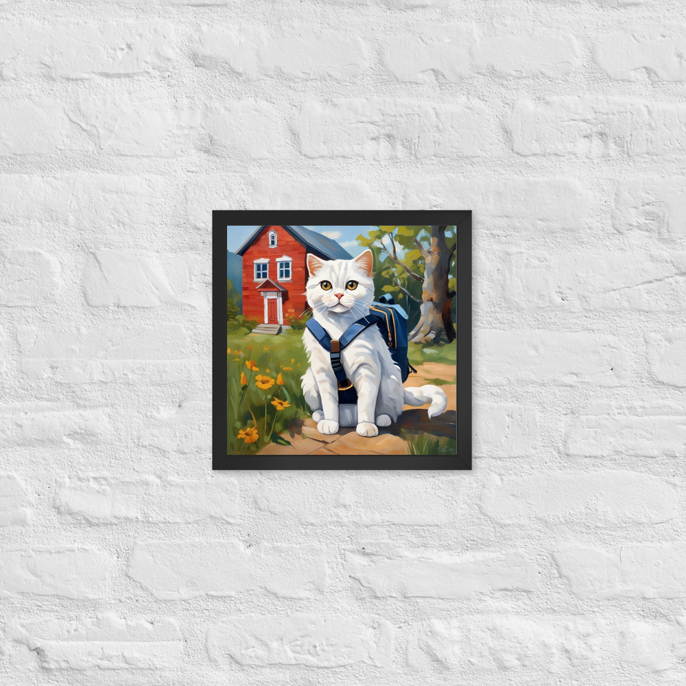 PugMug Custom White Scottish Fold Cat Framed Print