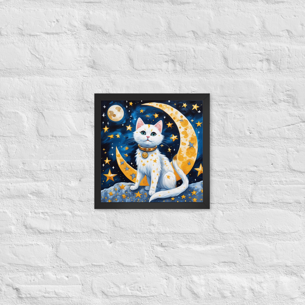 PugMug Custom White Companion Cat Framed Print