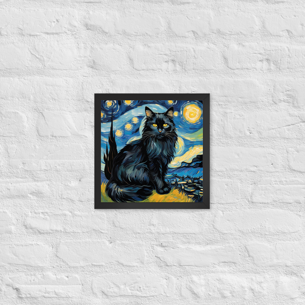 PugMug Custom Black Maine Coon Cat Framed Print