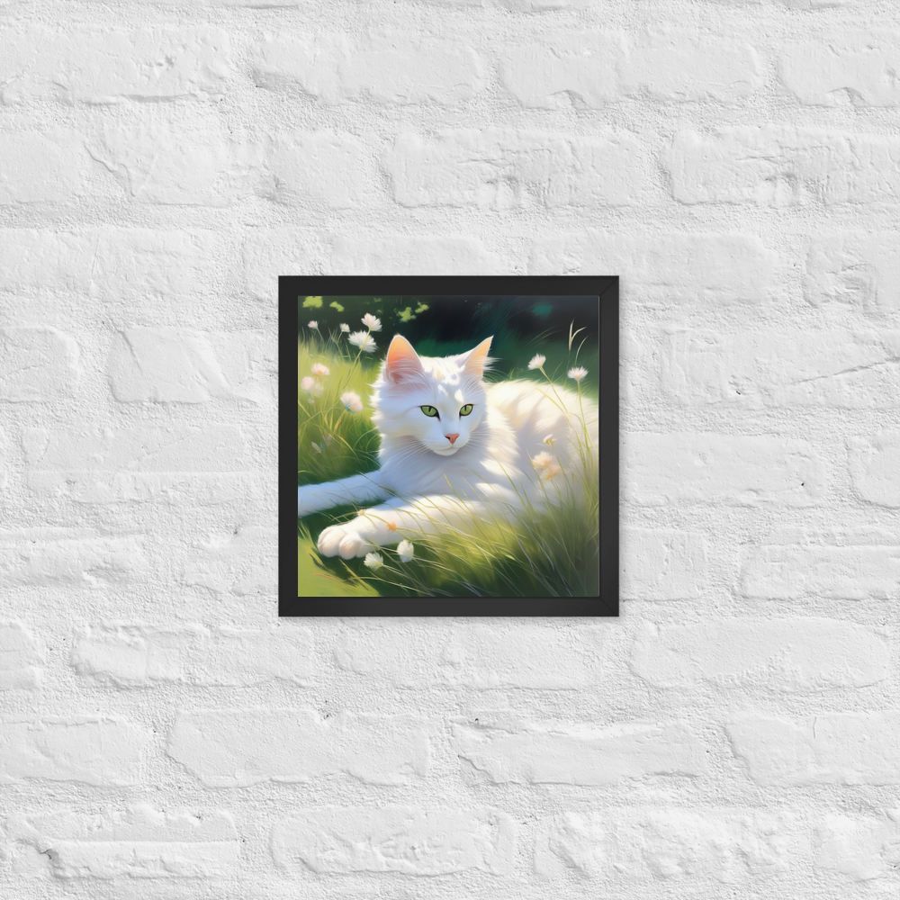 PugMug Custom White Companion Cat Framed Print