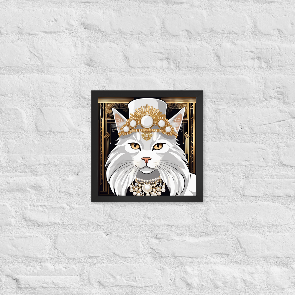 PugMug Custom White Maine Coon Cat Framed Print