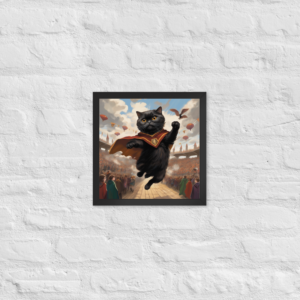 PugMug Custom Black Scottish Fold Cat Framed Print