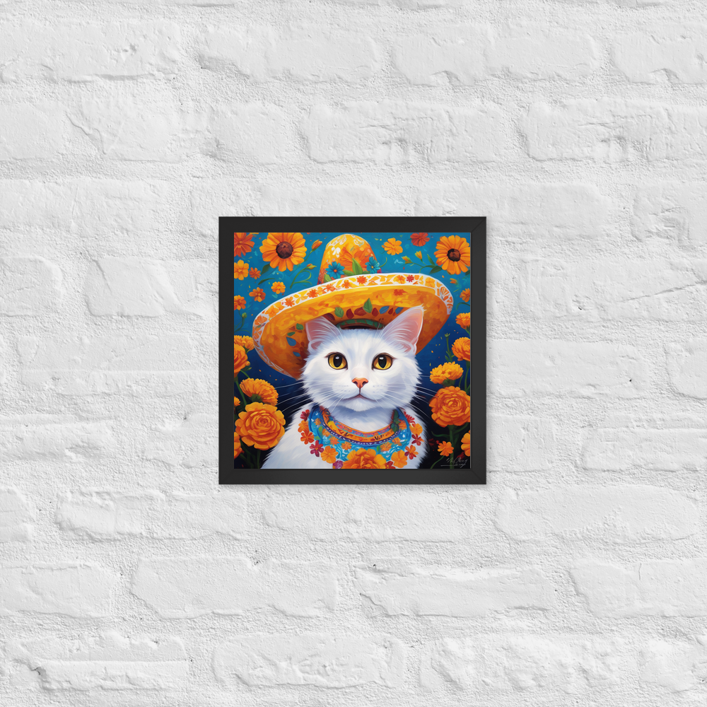 PugMug Custom White Companion Cat Framed Print