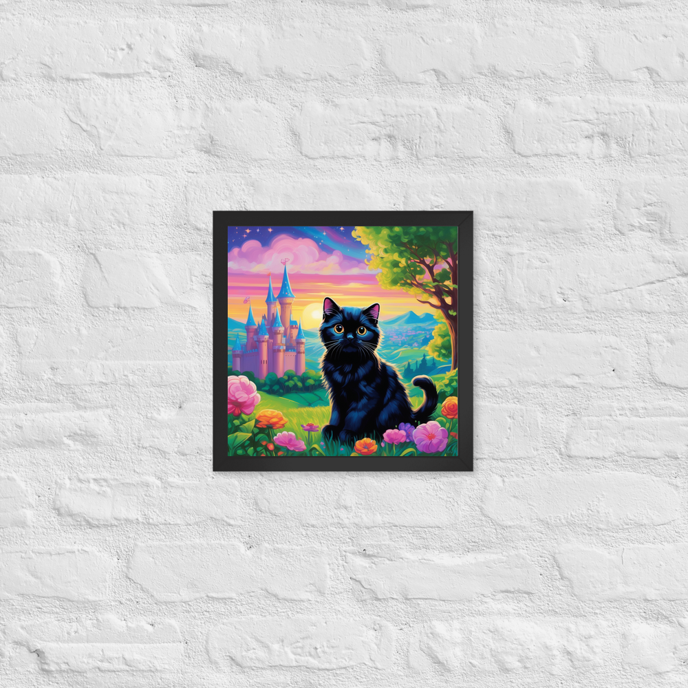 PugMug Custom Black Scottish Fold Cat Framed Print