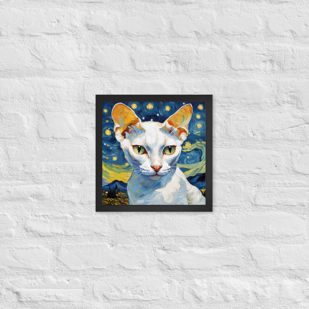 PugMug Custom White Devon Rex Cat Framed Print