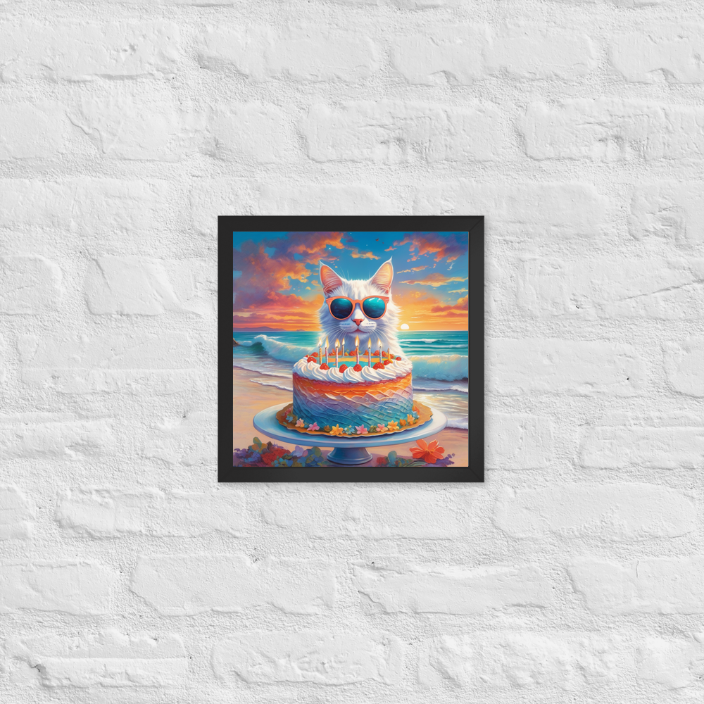 PugMug Custom White Companion Cat Framed Print