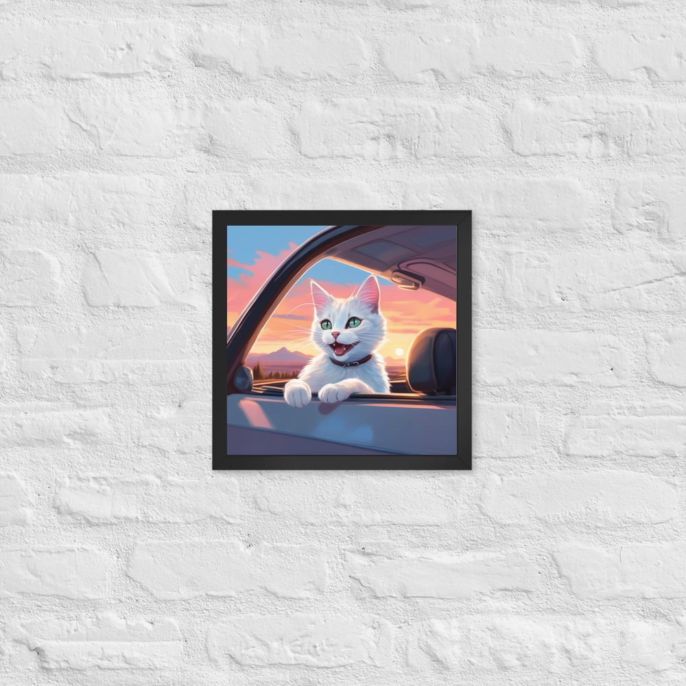 PugMug Custom White Companion Cat Framed Print