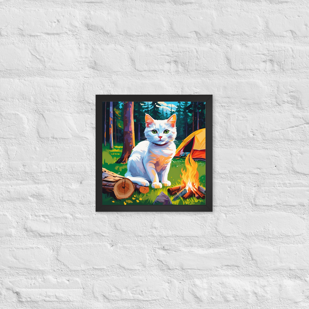 PugMug Custom White Companion Cat Framed Print