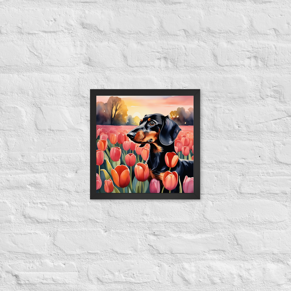 PugMug Custom Black Dachshund Framed Print