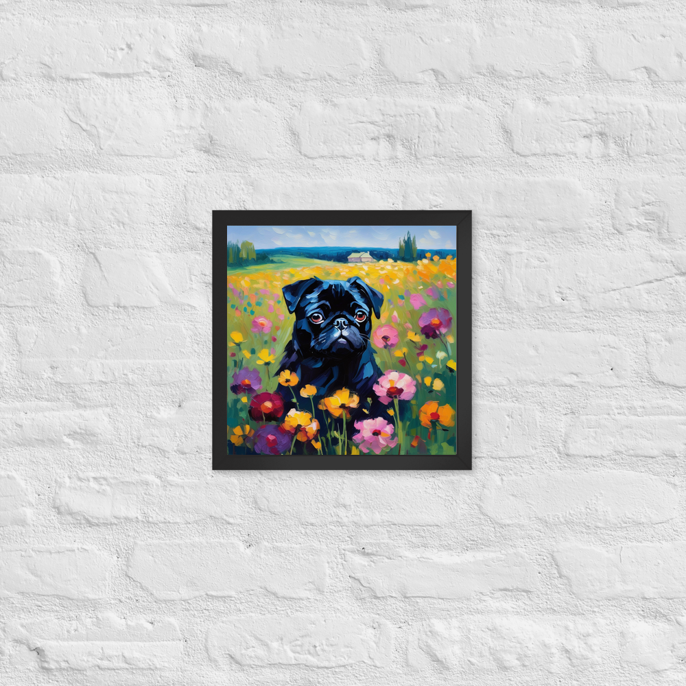 PugMug Custom Black Pug Framed Print
