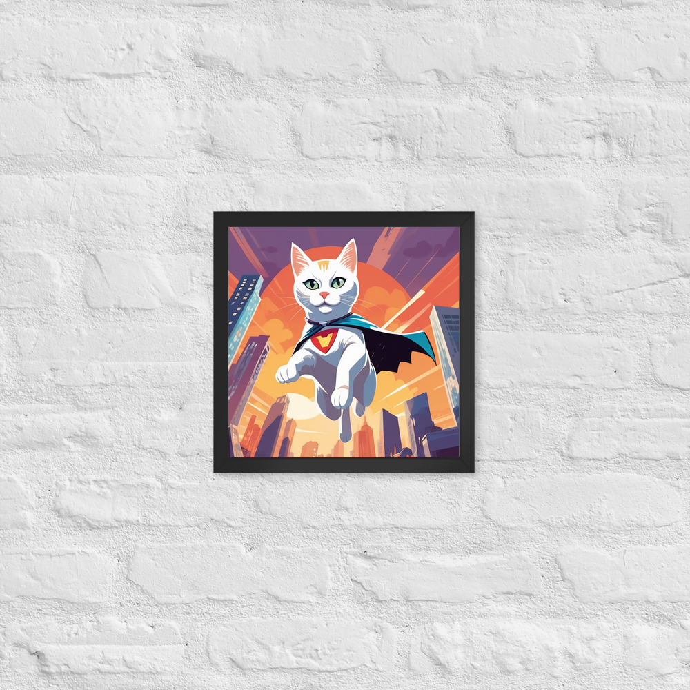 PugMug Custom White Companion Cat Framed Print