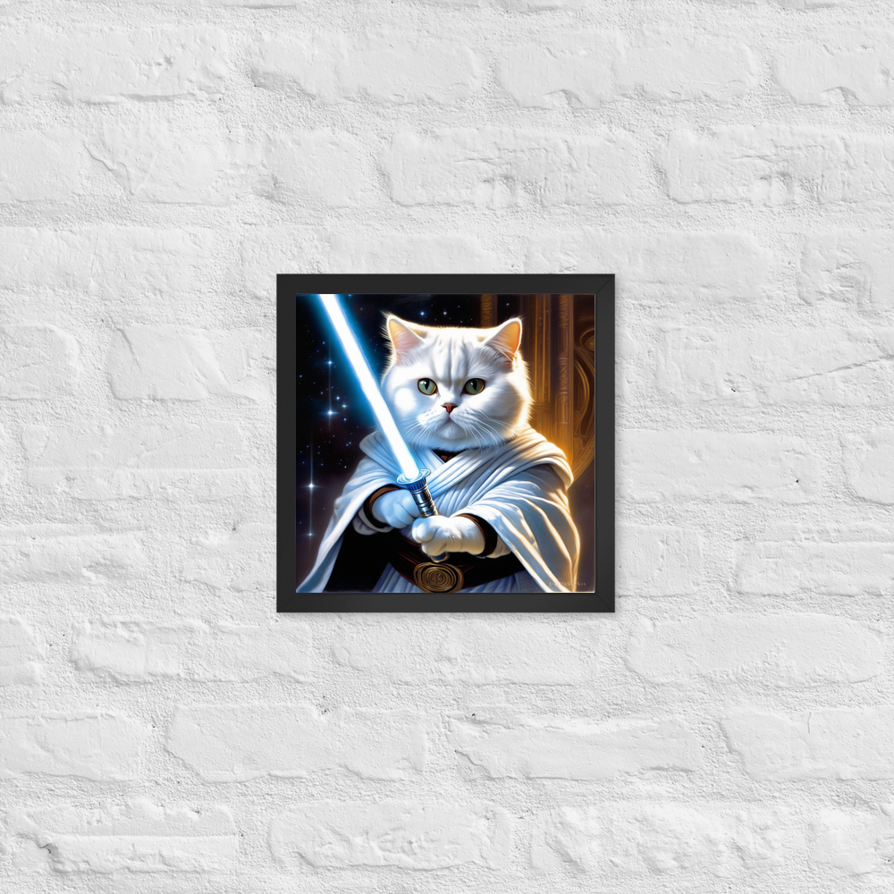 PugMug Custom White British Shorthair Cat Framed Print