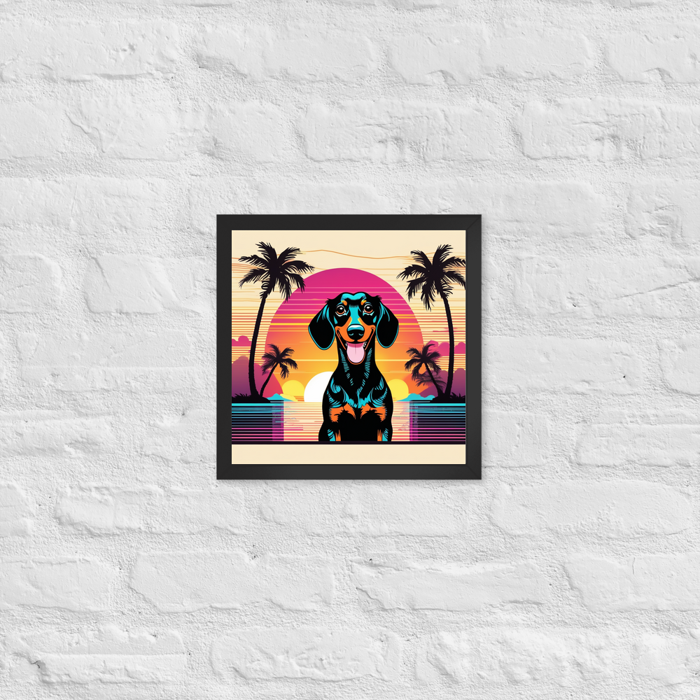 PugMug Custom Black Dachshund Framed Print