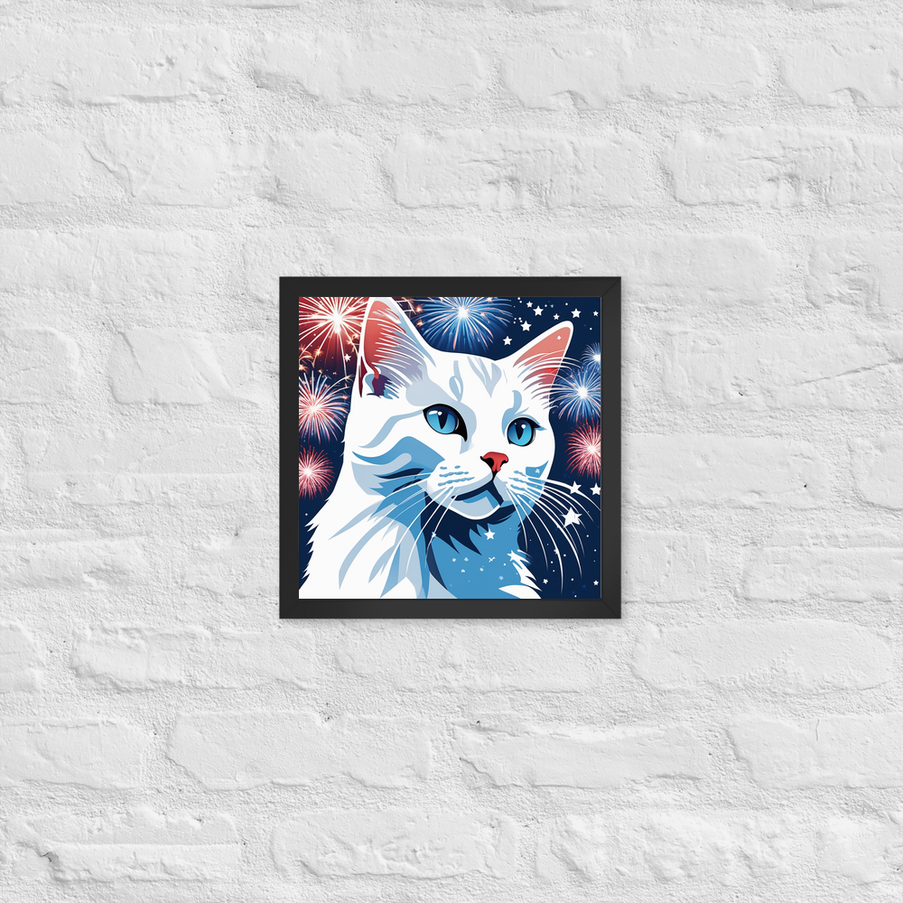 PugMug Custom White Companion Cat Framed Print