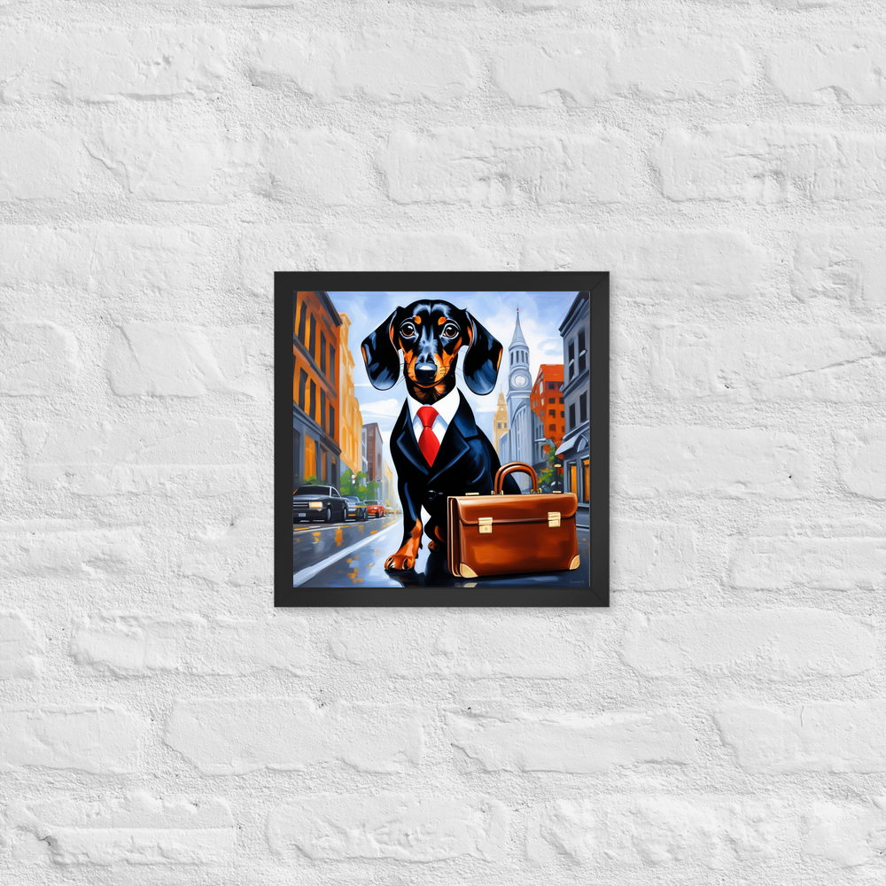 PugMug Custom Black Dachshund Framed Print