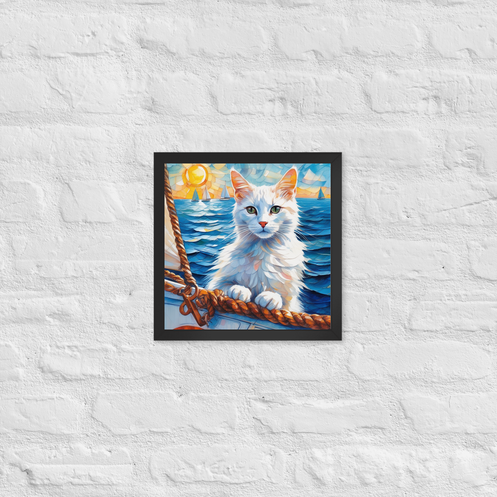 PugMug Custom White Companion Cat Framed Print